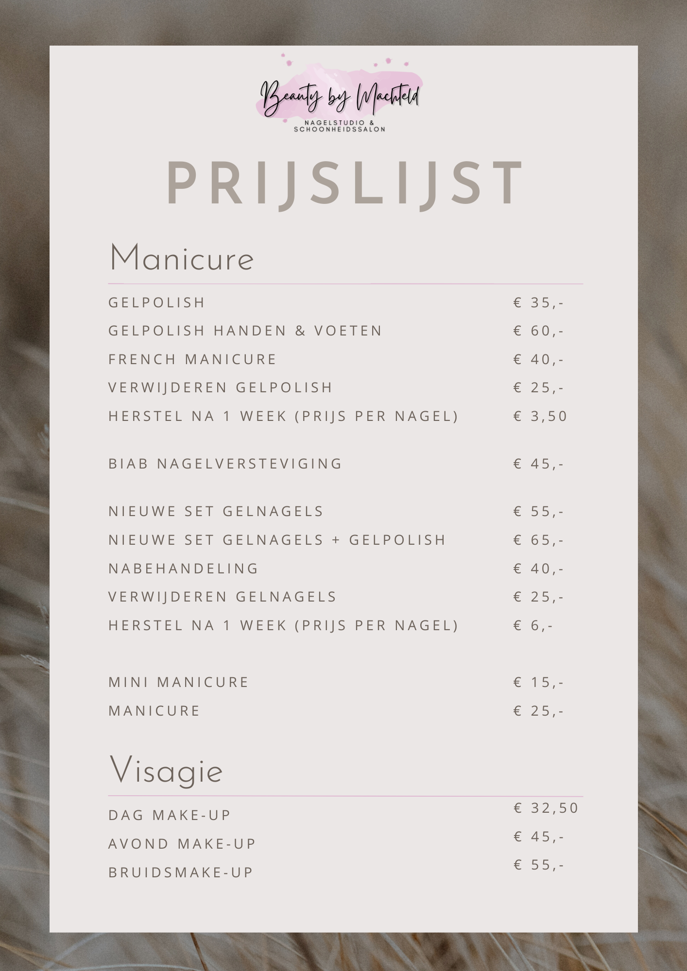 prijslijst salon